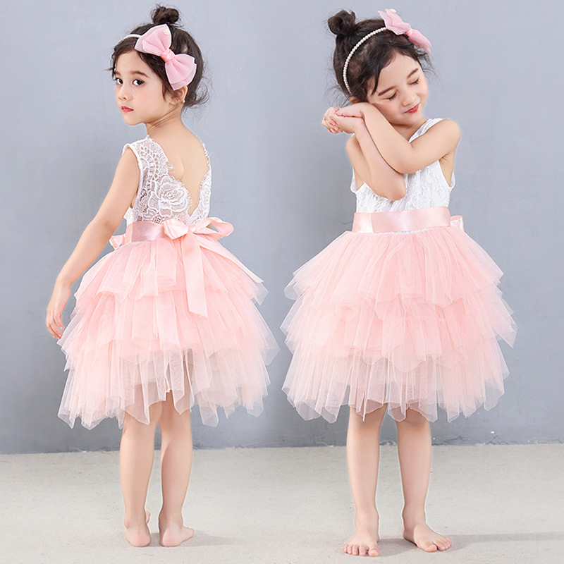 

Little Girls Ceremonies Dress Baby Children's Clothing Tutu Kids Party Dress for Girl Clothes Wedding Gown Vestidos Robe Fille, Pink