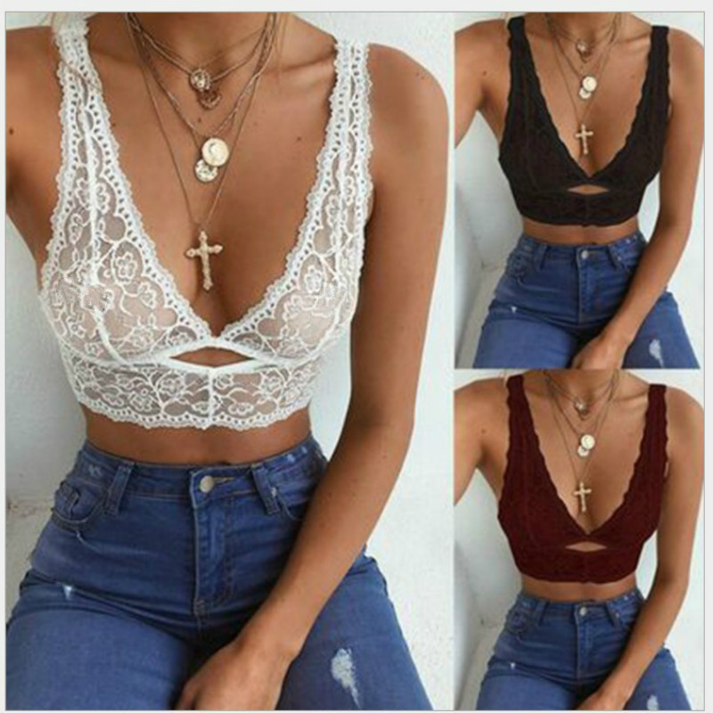 

Pure Color Sexy Sling Lace Vest Women Summer Bottoming Vest V-neck Sleeveless T-shirt for Women 2020 New Europe and America, Black