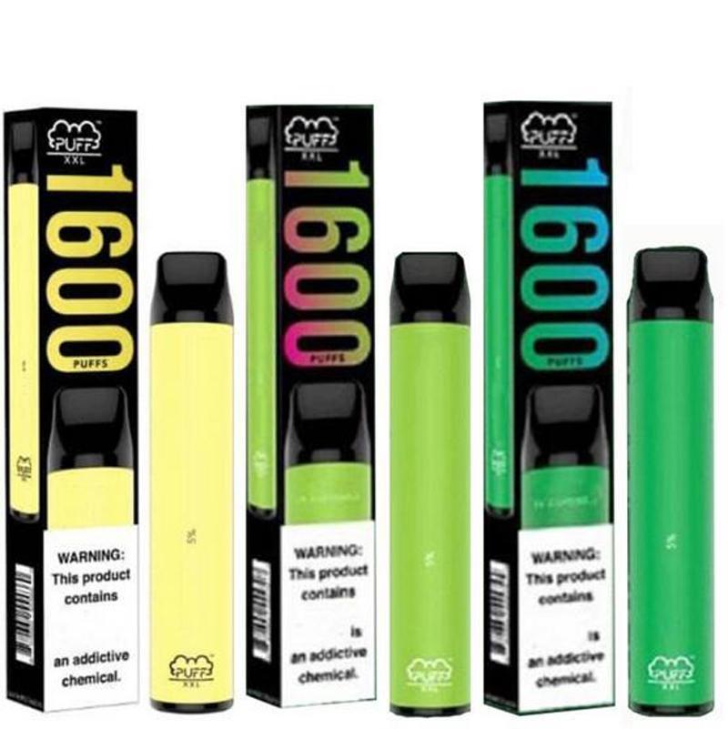 

New PUFF XXL 1600 Puffs Hits Disposable Device Vape Pen Vapors e Cigs Cigarettes Portable System Starter EMPTY Kit Vaporizers