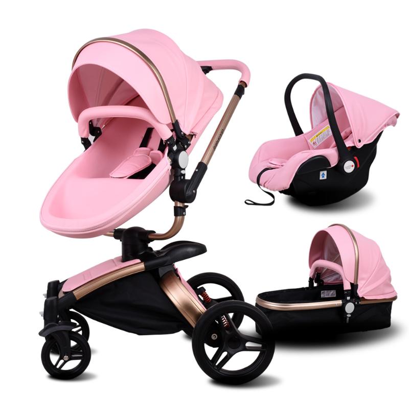 

Babyfond Luxury Baby Stroller 3 In 1 Fashion Carriage EU Pram Folding Baby Pram Car Seat Stroller