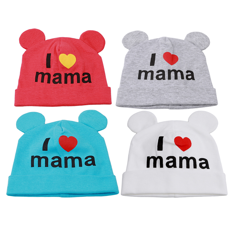 

Spring Autumn Baby Cap Knitted Warm Cotton Beanie Hat For Toddler Baby Kids Girl Boy I LOVE MAMA Print Hats, Red