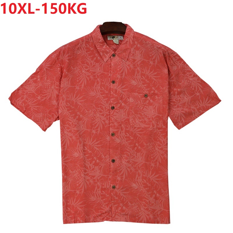 

summer print flower shirts short sleeve men plus size 9XL 10XL Hawaii Holiday beach shirt big sales cheap oversize shirts thin, Orange