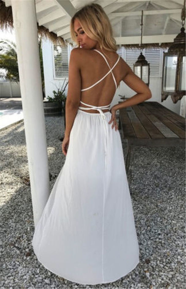 white backless sundress