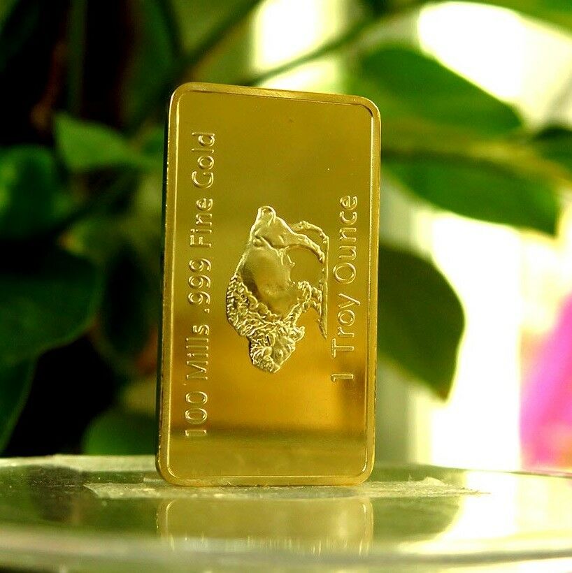 

10pcs/lot free shipping One Bullion 1 Troy Ounce Gold Bar 24k 999 Gold Plated Bars 1
