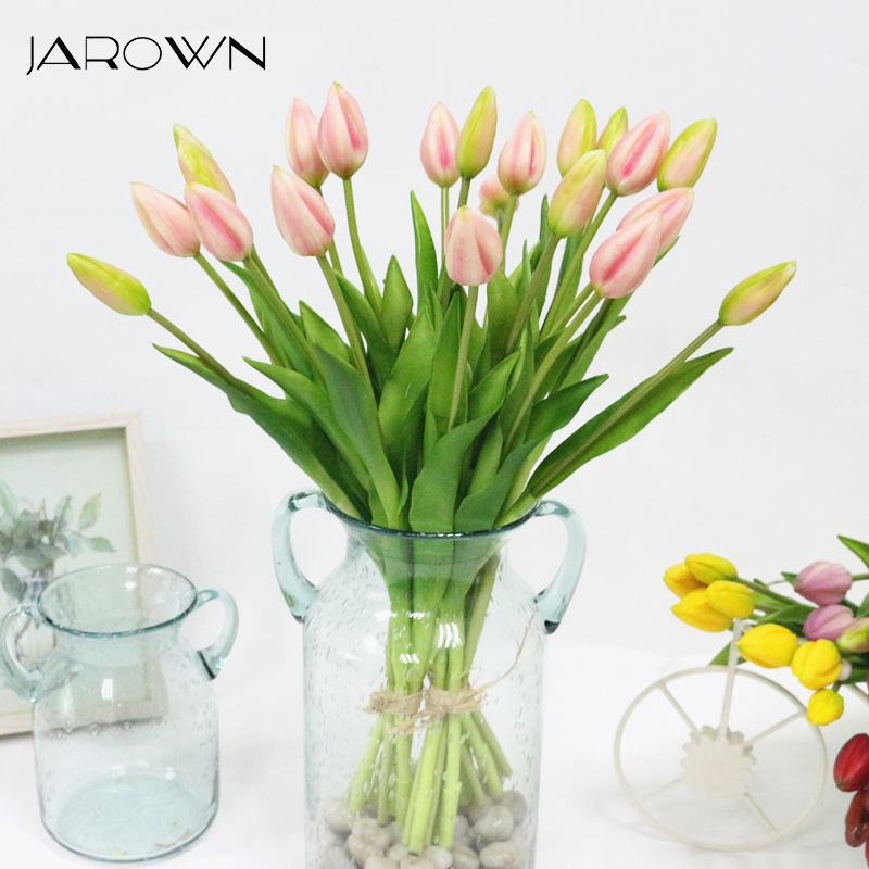 

JAROWN Simulation Of Real Tactile Tulip Artificial High Quality Latex Tulip Bouquet Flores For Wedding Decoration Home Decor, Orange