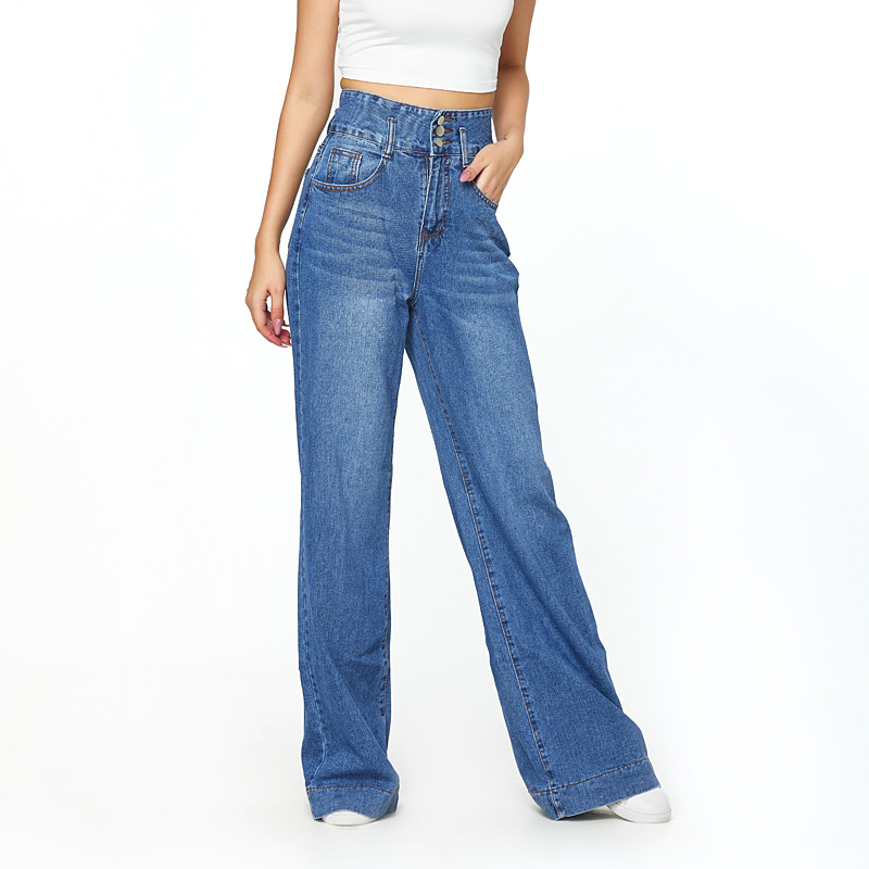 

Woman Jeans High Waist Clothes Wide Leg Denim Clothing Blue Streetwear Vintage Quality 2020 Fashion Harajuku Straight Pants