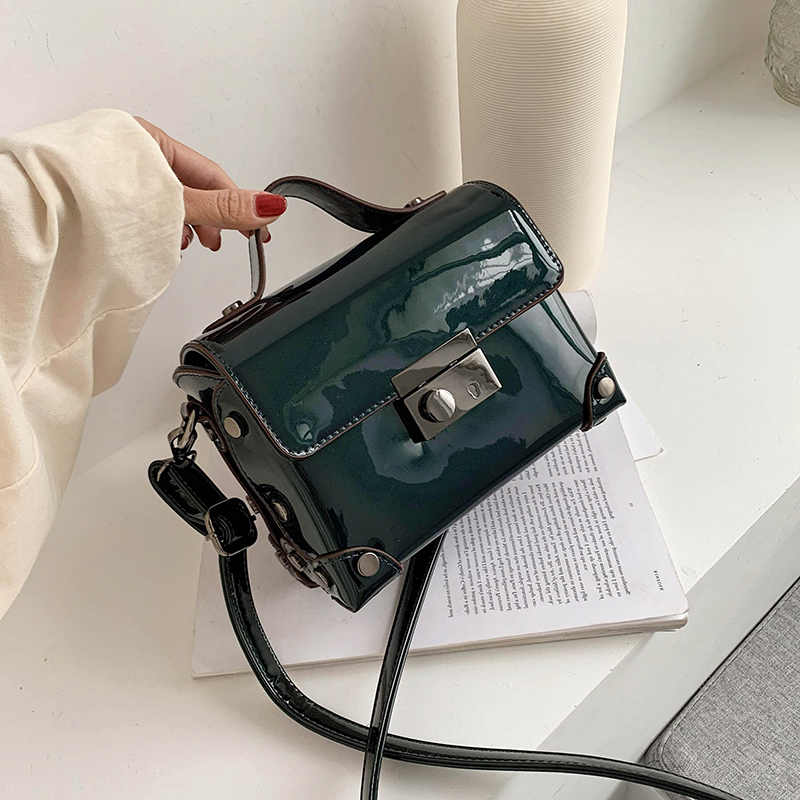 

Shoulder Bags Net Red Celebrity Inspired Patent Leather Bag Women's Fashion Cool Solid Color Messenger Western Style Hand, Black