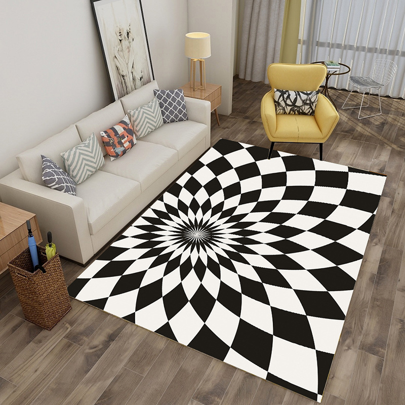 

RULDGEE Visual illusion Alfombra Bedroom Carpet Nordic Simple Office Floor Rugs 3D Printing Living Room Table Mat, Cj-04
