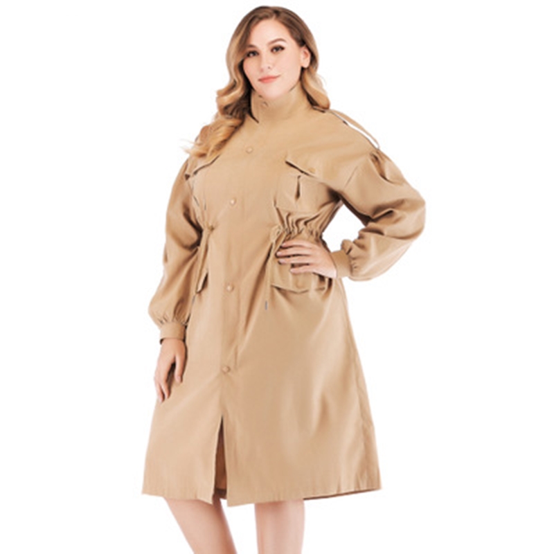 

2020 Spring Autumn Women Trench Coat Slim Fit Female Outcoat Fashion Ladies Overcoat Hgih Quatily Casual Plus Size QT31, Green