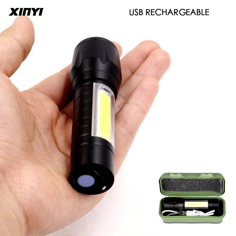 

Portable USB Rechargeable LED COB+XPE Built-in batteryTactical Torch Flashlights 3Modes Work Light Emergency Lanterna