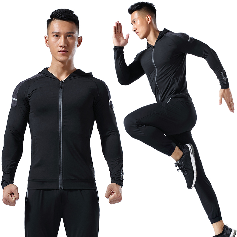 

Mens Running Jacketing Gym Sport Zipper Cardigan Coat Outdoor Training Basketball football Long Sleeve Thin Fitness Man Hoodies, Black