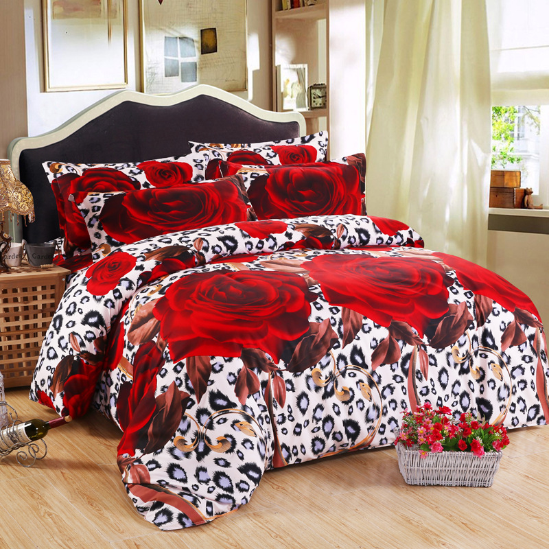 

3D Beautiful Flower Rose Feast Bedding Set Bed Sheets Quilt Duvet Cover Bed Sheet Pillowcase Linen Bedroom Decor Bedclothes, Color1