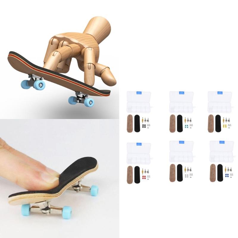 

Wooden Fingerboard - Maple Wood Finger Skate Board Scooter Black Grit DIY Kits Box for Kids Girls, White