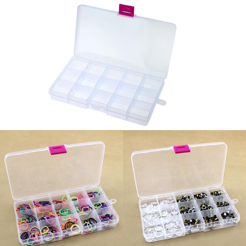 

15 Grid Splited New Hot Functional Wonderful Transparent Adjustable 15 Compartments Plastic Storage Box Jewelry Earring Case