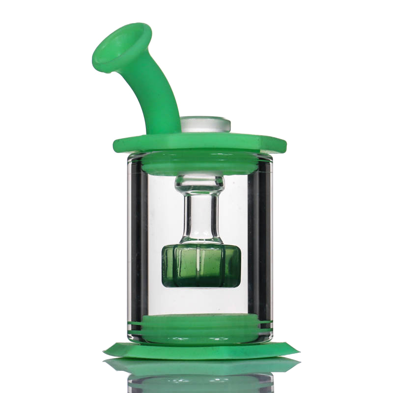 

Silicone Bong Glass Shower Head percolator Easy clean 4.5inches Dab Rigs with 4mm quartz banger hookahs pipe mini bongs
