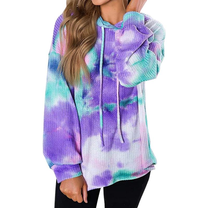 

Tie Dye Womens Clothes Hoodies Teen Street Harajuku Hip Hop Pastel Sweatshirt for Women Printing Loose Leisure Hoodie Z0707, Multi
