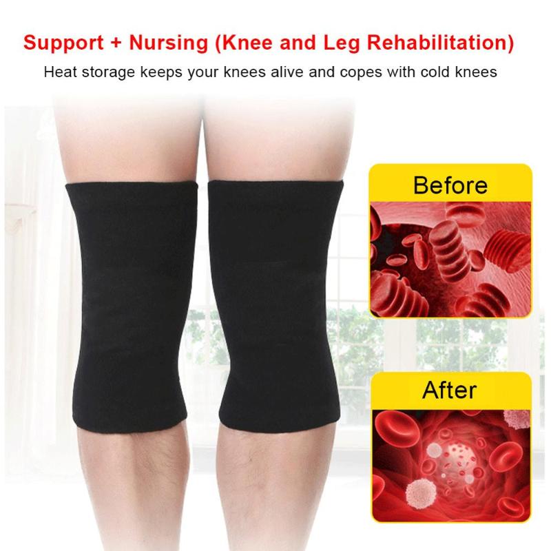 

Self-Heating Knee Pads MTB Plus Velvet Warm Knitted Bamboo Comfortable To Wear Suitable Elder For Sports Climbing Protector, Black
