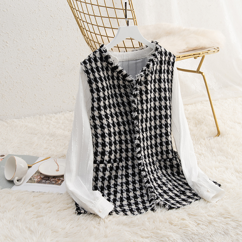 

women vest Summer 2020 small thin Loose waistcoat plaid ladies Fashion Cardigan Outwear shepherd check Vests