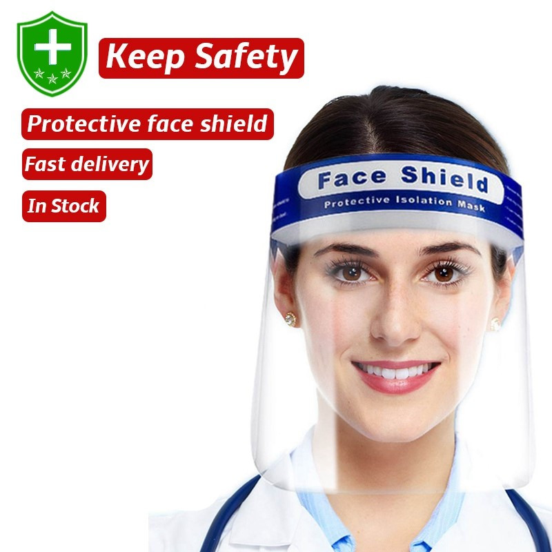 

US Stock UPS PET Full Protection Face Shield Mask Kids Safety PVC Clear Adult Child Protective Hat Mouth Eye Face Cover Screen Mask