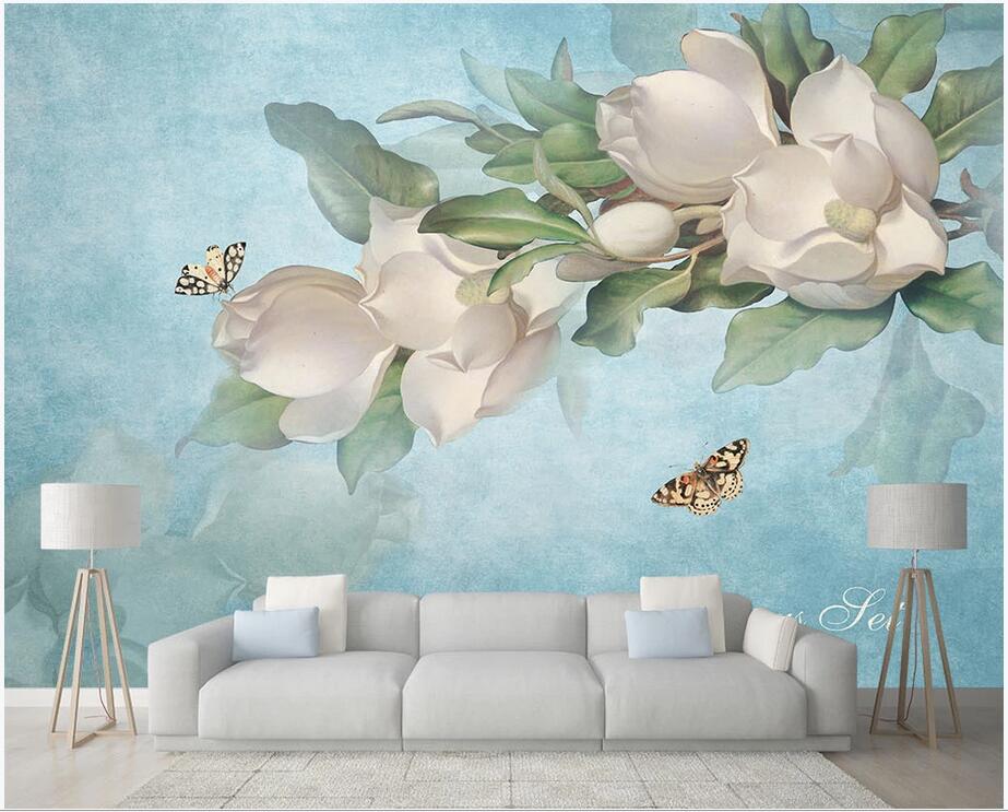 

Custom photo wallpaper mural 3d wall paper Nordic oil painting elegant gardenia sofa TV background wall home decor wallpaper for walls 3 d, Non-woven wallpaper