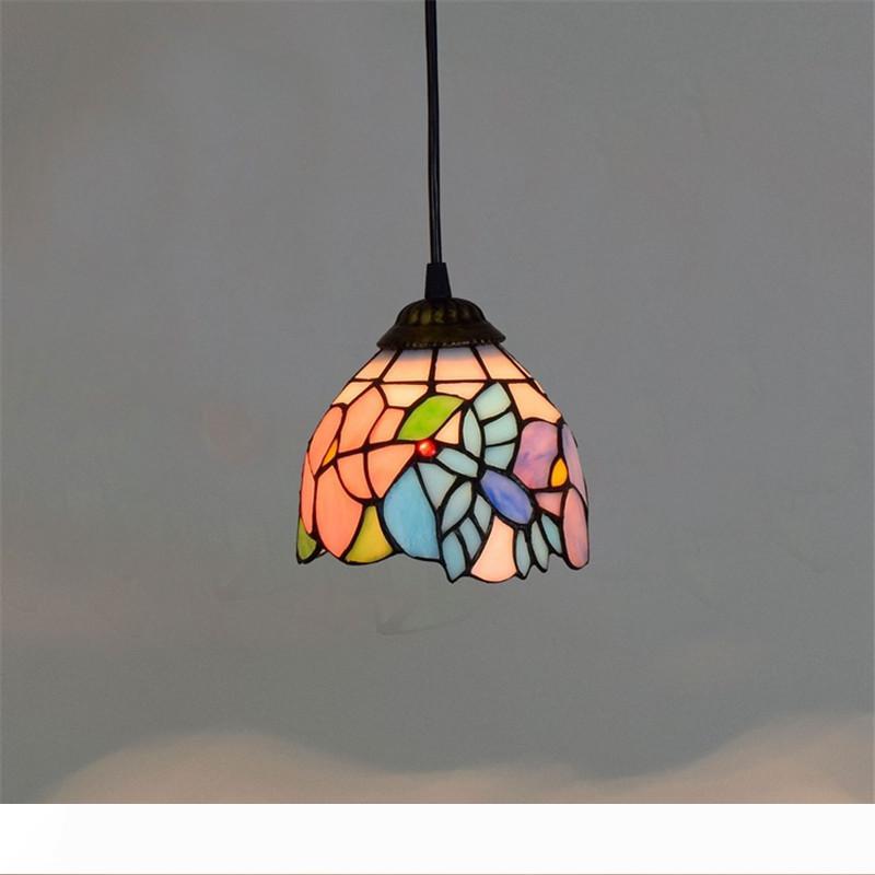 

American retro idyllic bird colored glass chandelier creative Tiffany stained glass personality decoration bar small chandelier TF058