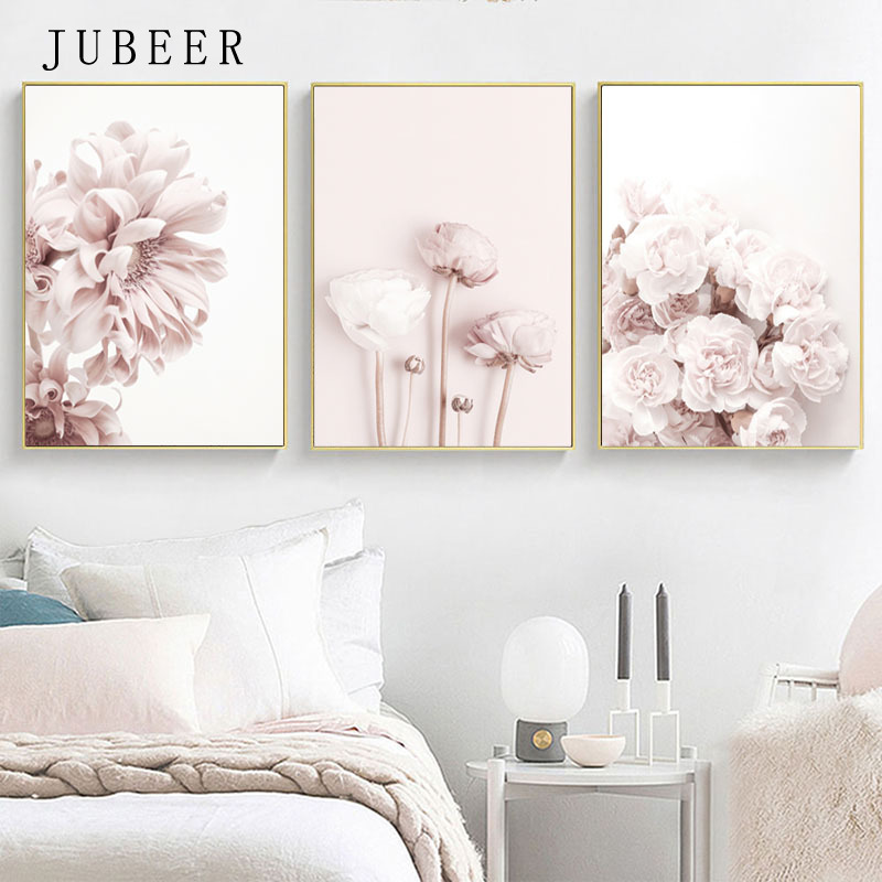 

Modern Flower Wall Pictures for Living Room Pink Canvas Printings Unframed Poster Cuadros Decoracion Salon Wall Art Painting