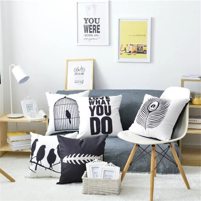 

2020 Thick Plush Super Soft Pillow Case 45*45 Home Decor Cushion Cover Simple Black and White Throw Pillowcase Decoration NEW