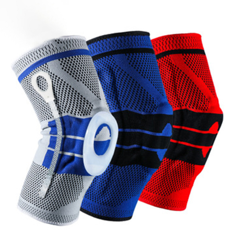 

Silicon Knee Pads Spring Kneepad Support Patella Fitness Protector Thigh Arthritis Gym Basketball Running Sleeve Brace, Red