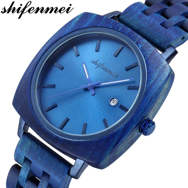 

Shifenmei Wood Watch Men Sport Watch Men's Quartz Clock Watches Wooden Wristwatch Male Date Zegarek meski, Silver for men