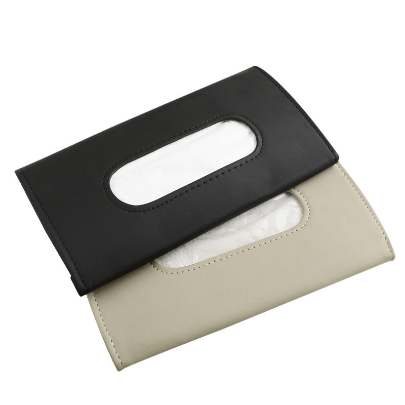 

MIX] 20PCS Portable Multifunctional PU Leather Car Sun Visor Paper Towel Bag Sunroof Hanging Sun Shade Tissue Bags Black Beige