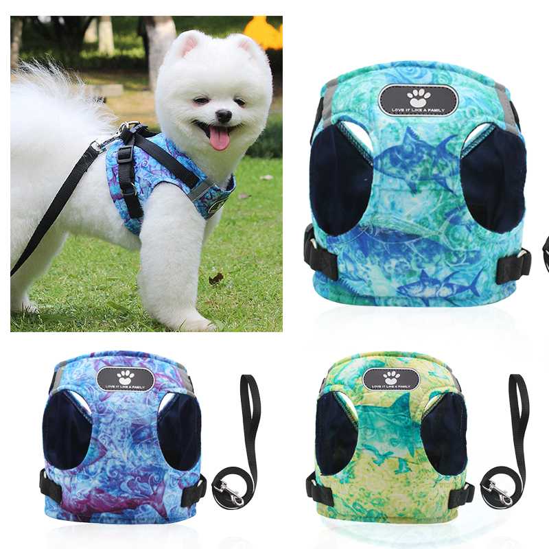 

Dog Harness Leash Set Adjustable Vest Harness Walking Dog Chest Strap Polyester Pet Collar for Small Medidum Large