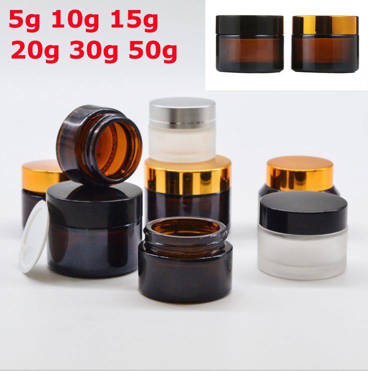 

1pcs x 5g 10g 15g 20g 30g 50g Empty Amber Clear Frosted Glass Jar Container Cosmetic Cream Lotion Matte Pot Travel Bottle