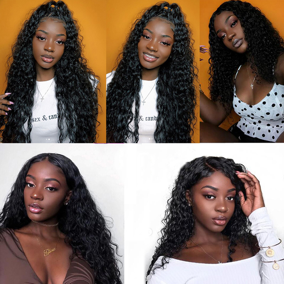 

Zesen Natural Black Color Long Curly Lace Wig Baby Hair for Women 13x4 Curly Synthetic Lace Front Wigs Heat Resistant Fiber
