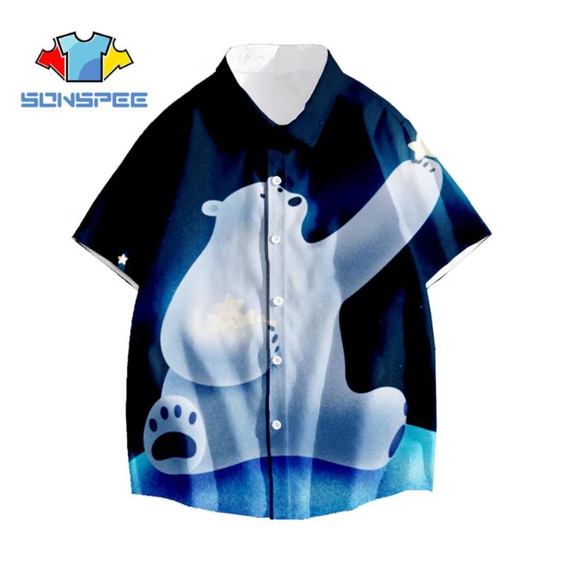 

Cartoon Animal Shirt Men' Shirt 3D Print Polar Bear Ladies Streetwear New Single-Breasted Casual Lapel