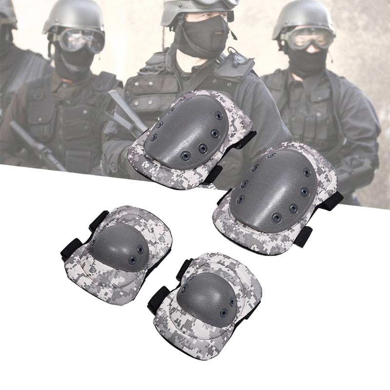 

Pack of 4 Adult Tactical Combat Knee & Elbow Protective Pads Professional Gear Sports Hunting Knee Elbow Protector Set, Jungle camouflage