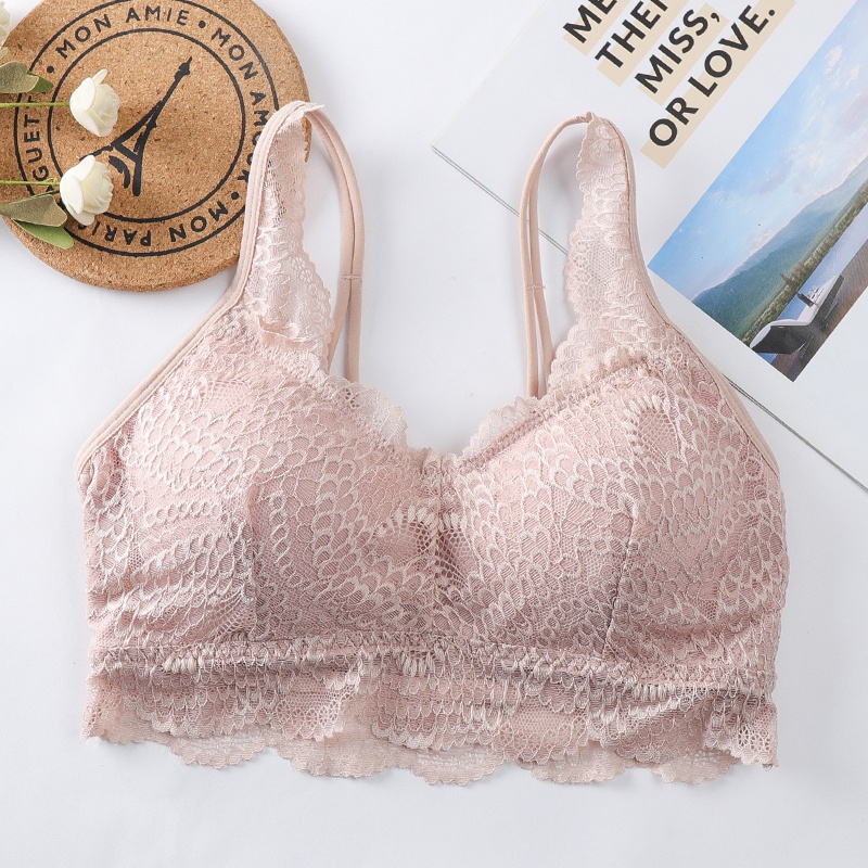 

French Style Sexy Beautiful Back Lace Bralette Ladies No Steel Ring Wire Free Triangle Cup Seamless Bra Fashion Underwear #