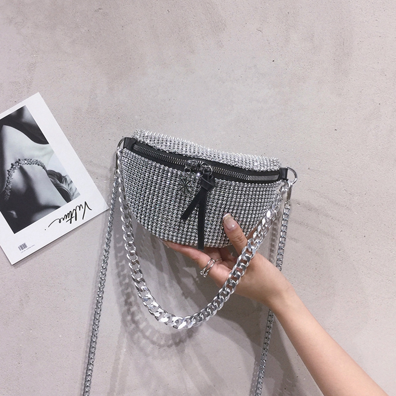 

designer tote bag fashion solid color rhinestone ladies designer handbags allmatch fashion chest packages mini backpack free, Grey