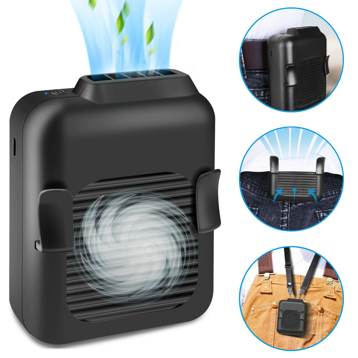 

2020 New Portable USB Rechargeable Waist Hanging Dual Cooling Mini Fan Personal Outdoor Charging Treasure Leafless Fan Waist Powerful Fan