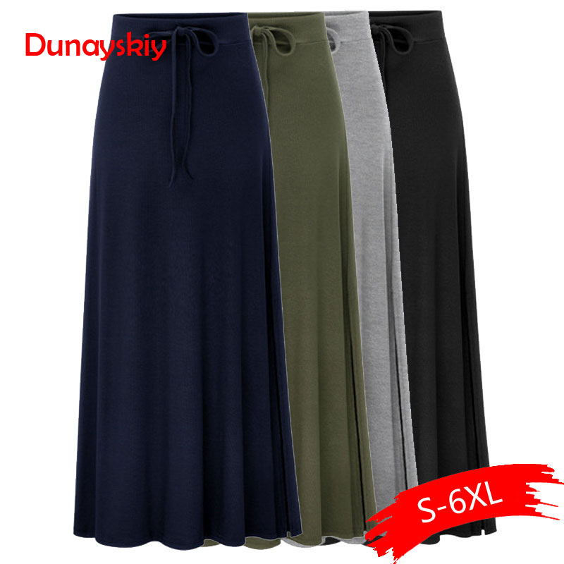 

Plus Size Knitting Skirts 3Xl 4Xl 5Xl Spring Autumn Army Green Lace Up Elastic Waist Sexy Hip Slim Large Size Long Casual Skirts, Black