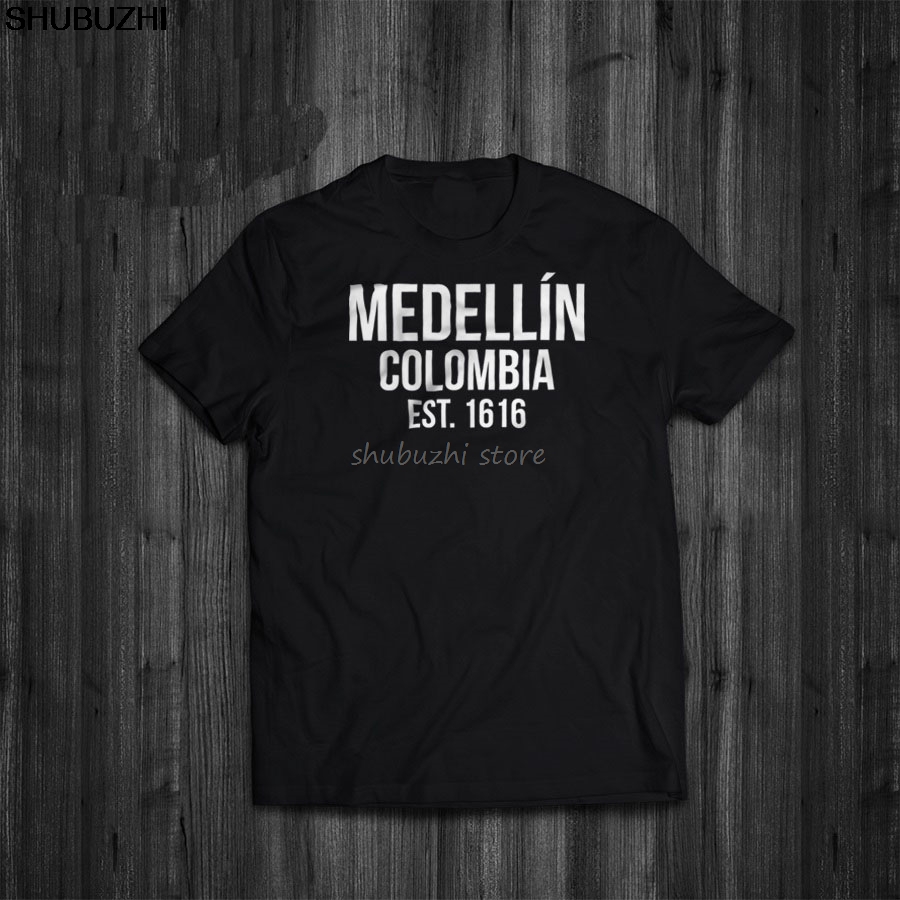 

shubuzhi Hot Sale Super Fashion Summer Funny Print T-Shirts Narcos Medellin Est 1616 Pablo Escobar movie Tee Shirt sbz1267, Black