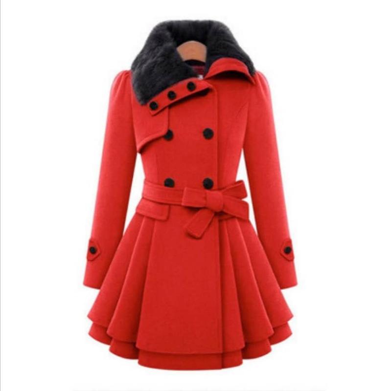 

Free shipping woolen coat slim mid-length woolen coat female double-breasted lapel solid color ladies, Black