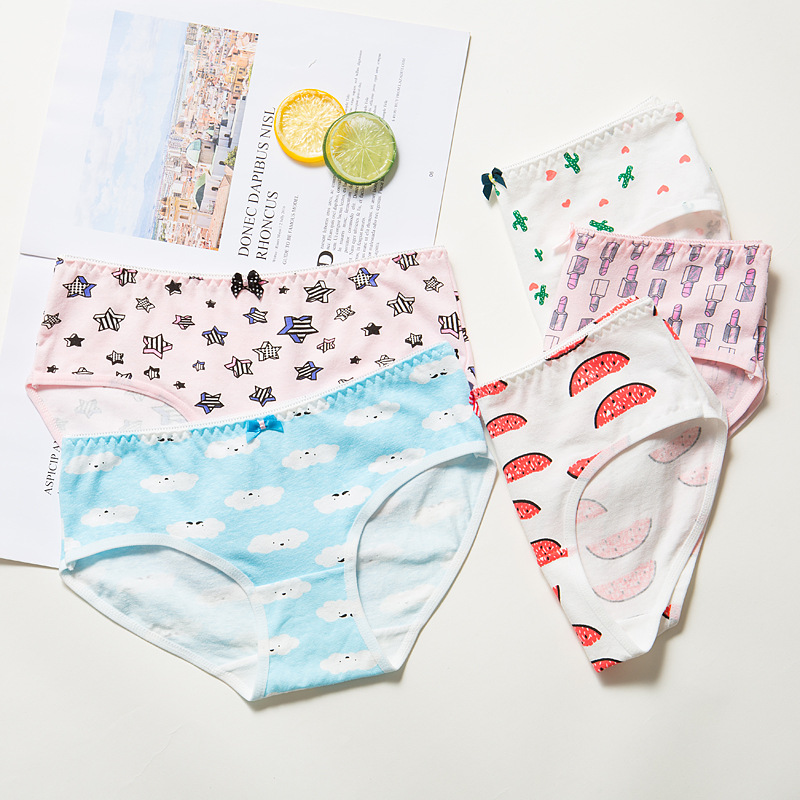 

Jeseca Cartoon Cute Girls Lovely Briefs Cotton Soft Summer Breathable Ladies Underwear Low-Rise Women Sexy Panties Underpants