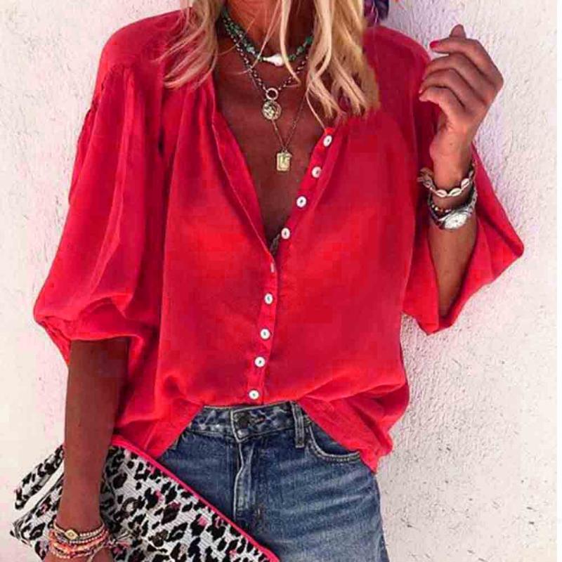 

2020 Spring Autumn Women Blouses Button Boho Ruffles Long Full Sleeve Casual Chiffon Big Large Pluse Sizes Tops Shirts, Black