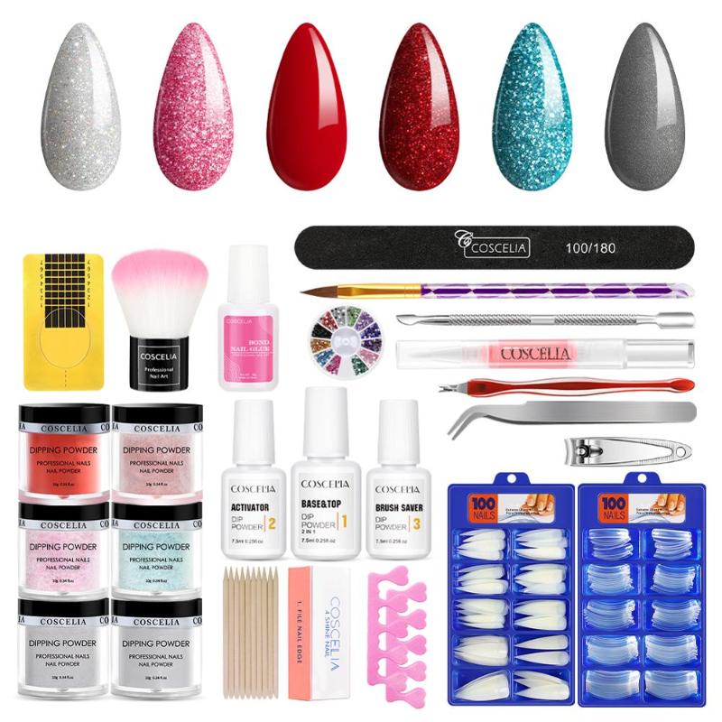 

COSCELIA Acrylic Nail Kit Gel Polish Set All For Manicure Nail Art Decorations Base And Top For Gel Polish Manicure Set Kit