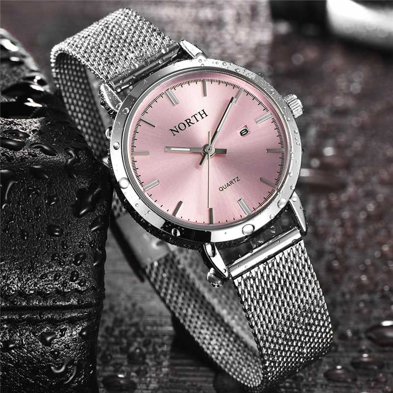 

Wristwatches 2021 NORTH Women Watches Quartz Watch Stainless Steel Fashion Dress Lady Business Relogio Feminino, White