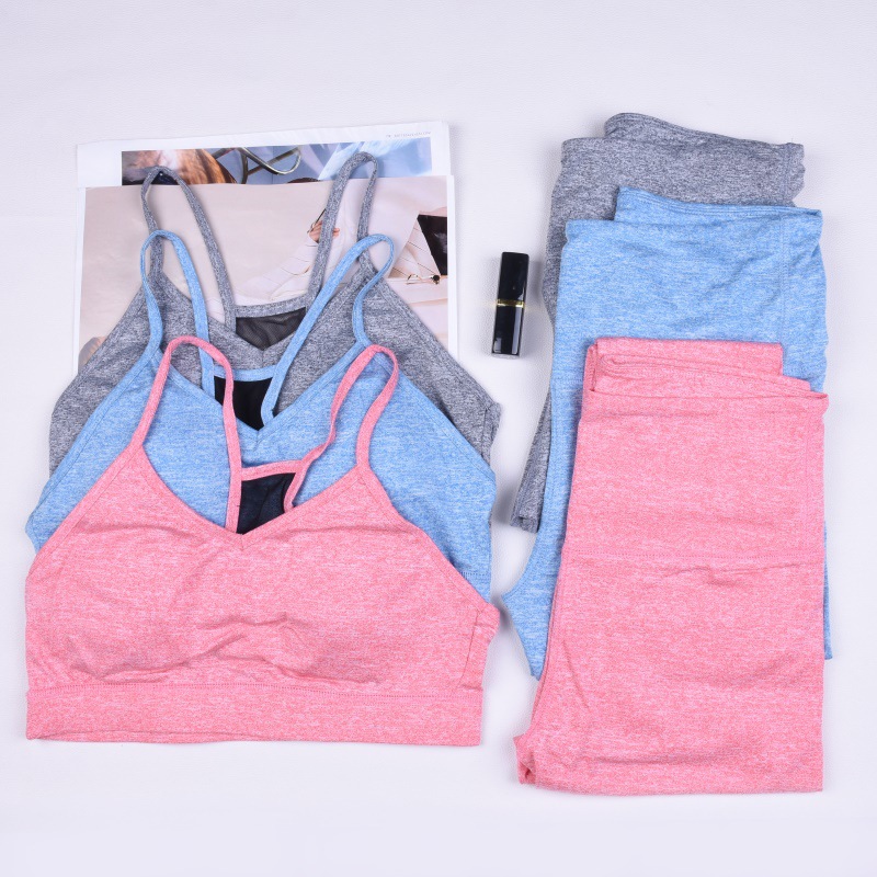 

Yoga Set Fitness Clothing Sportswear Mesh Back High Waist Women Gym Leggings Tights Padded Push-up Sports Bra 2 Pcs Sports Suits, Blue