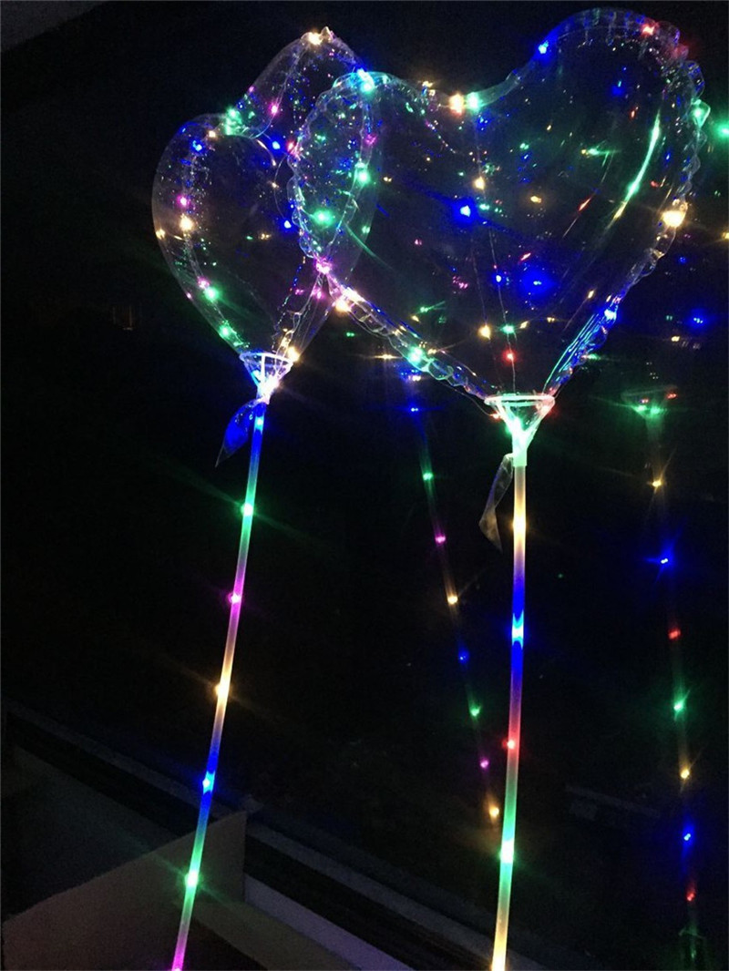 

Love Heart LED Luminous Balloon BoBo Ball Flashing Light Transparent Hear Shape Balloons with Pole Toys for Wedding Party Decorations Best, Multicolor