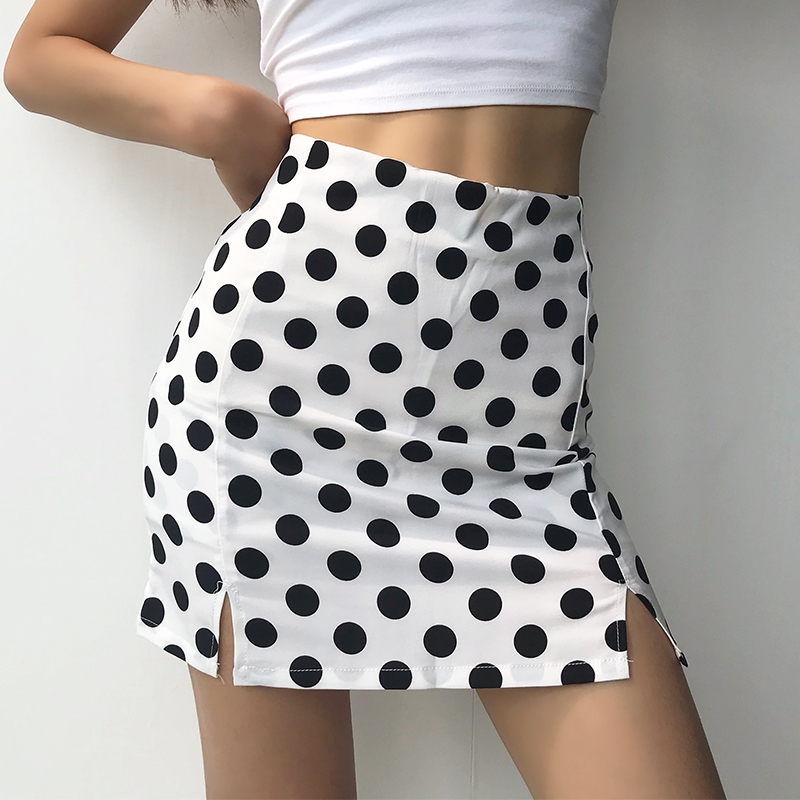 

New 2020 Summer Women Skirt Polka Dot Skirt High Waist Retro Black And White Dot With Safety Pants Vintage