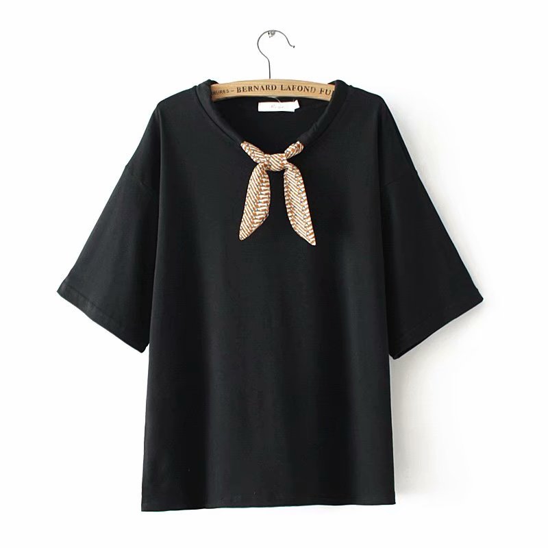 

New 2020 Spring Summer Women T Shirt Oversized Big Plus Size Half Sleeve Ladies Casual Solid Tee Shirts, Black