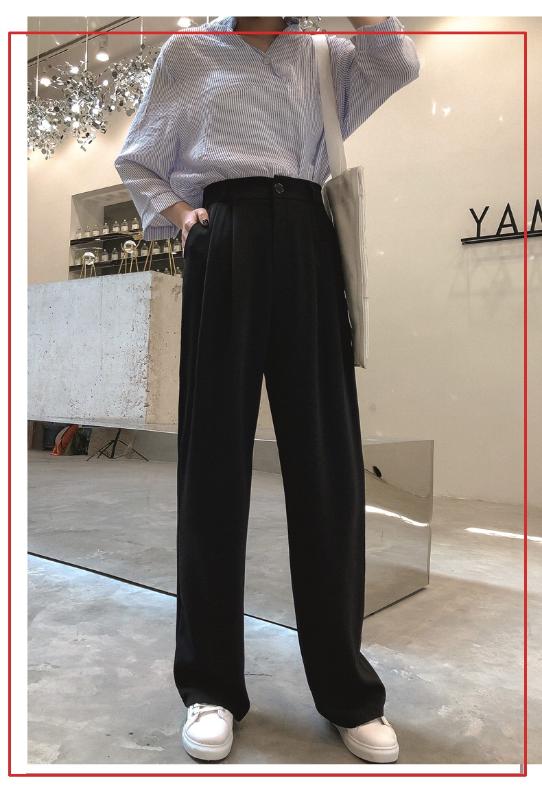

JS1737J-Summer trendy one button skinny pants wide leg pants, Black